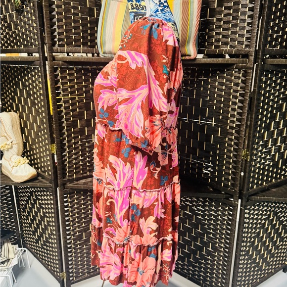 Soma Floral Midi Dress - Red and Pink - Picture 3 of 4